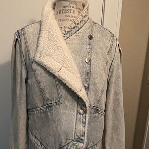 Veronica Beard 80s Style Denim/Shearling Jacket Sz L